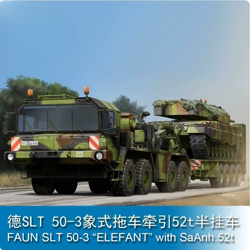 Trumpeter 01070 1/35 FAUN SLT 50-3 “ELEFANT” with SaAnh.52t Assembly Model kit — scale model kit