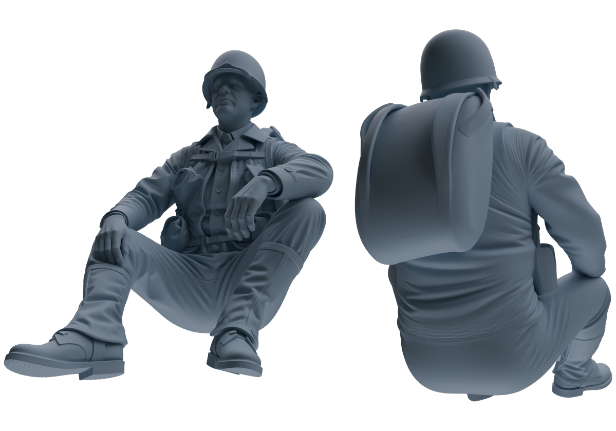 MRY-SFW SSTR075 Miniatures Soldier Model Kit Saving Ryan in Normandy WWII U.S. Army Six-Person Resting Group