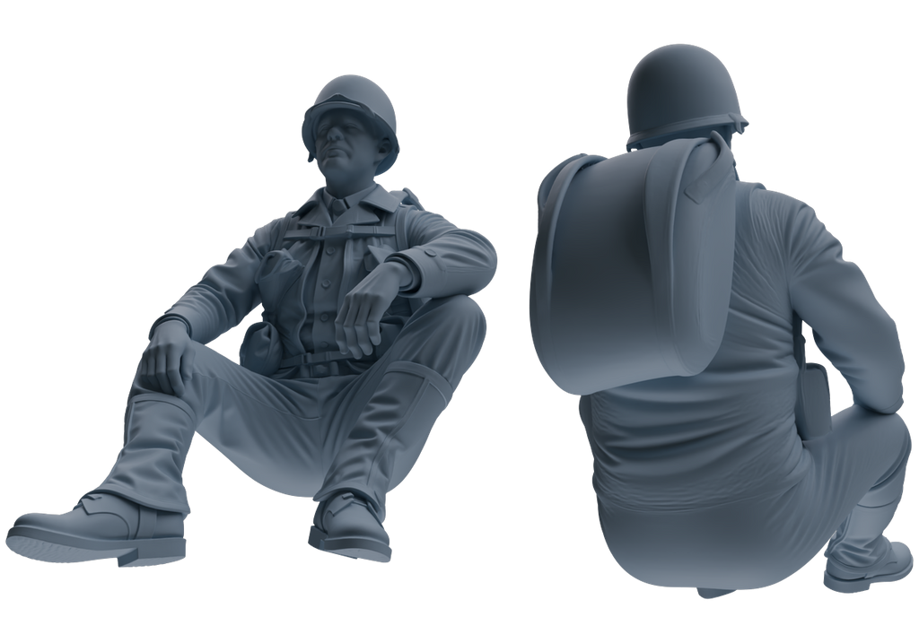 MRY-SFW SSTR075 Miniatures Soldier Model Kit Saving Ryan in Normandy WWII U.S. Army Six-Person Resting Group