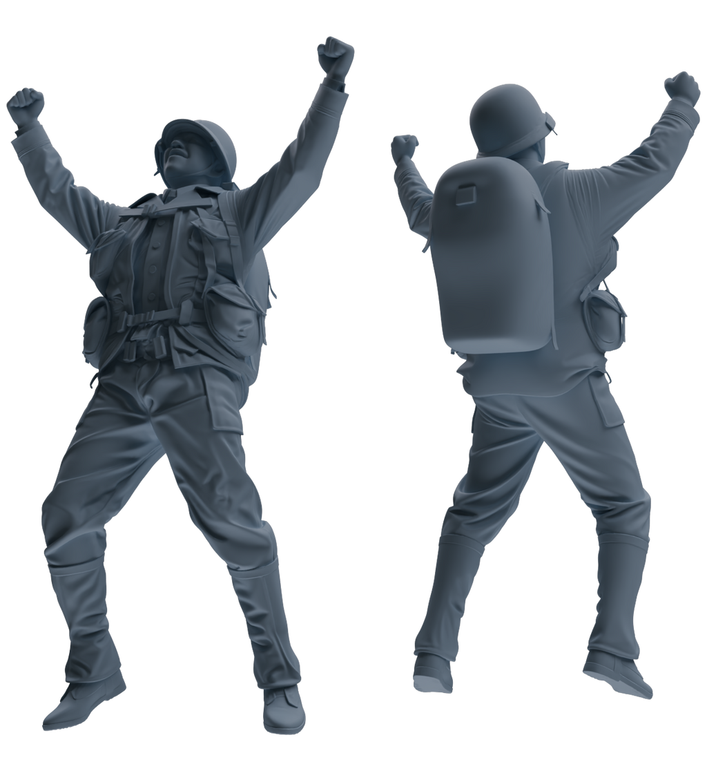 MRY-SFW SSTR073 Miniatures Soldier Model Kit Saving Ryan in Normandy WWII U.S. Army Four-Person Celebrating Group