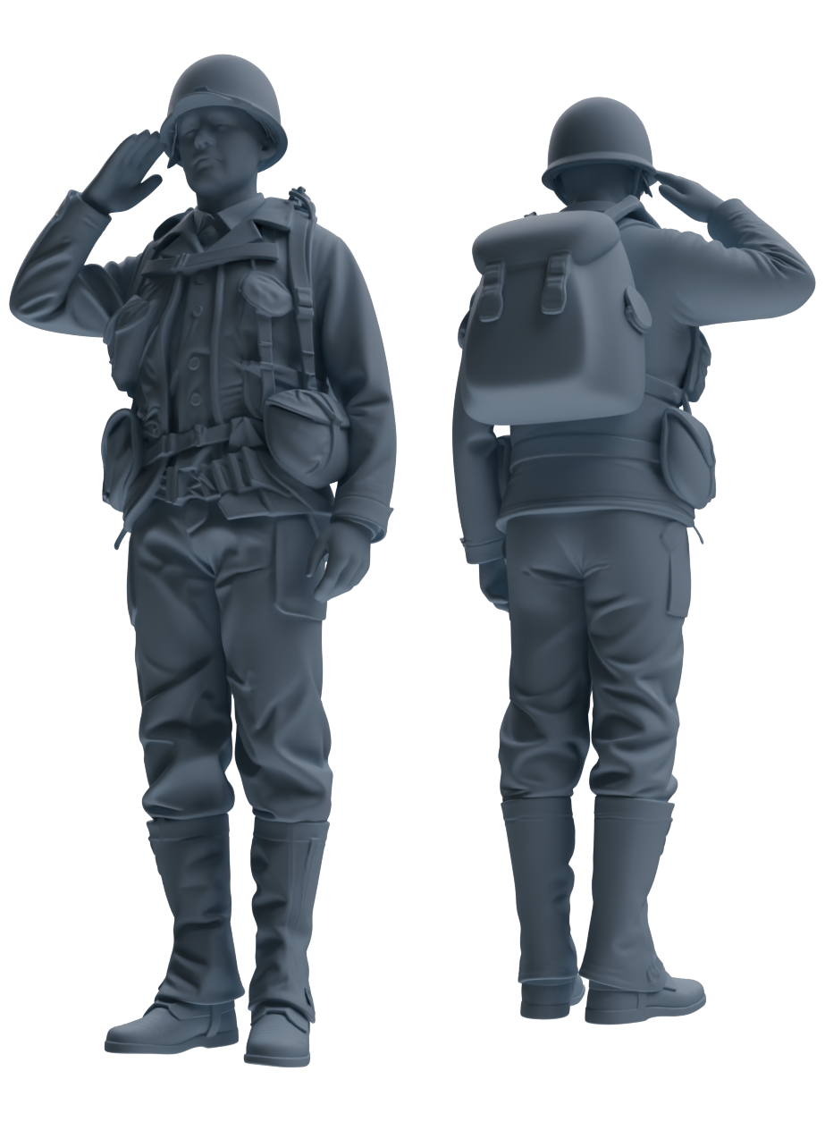 MRY-SFW SSTR069 Miniatures Soldier Model Kit Saving Ryan in Normandy WWII U.S. Army Six-Person Saluting Group