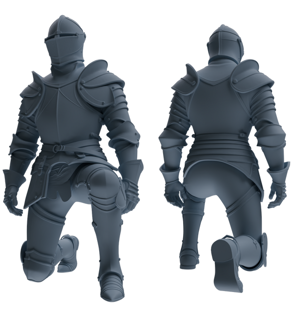 MRY-SFW SSTR083 Miniatures Soldier Model Kit Medieval Knight Without Helmet Five-Person Proclamation Group
