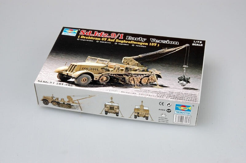 Trumpeter 1/72 07253 Sd.kfz.9/1 Early Version(Drehkran 6t auf Zugkraftwagen 18t) — scale model kit