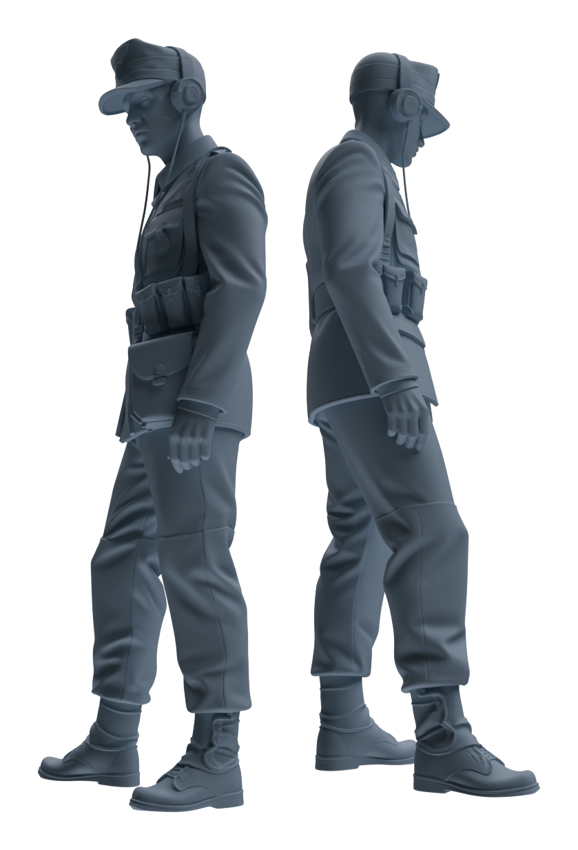 Detail view of MRY-SFW LYGR651 WWII Mine Soldier Six-Person Daily Routine Model