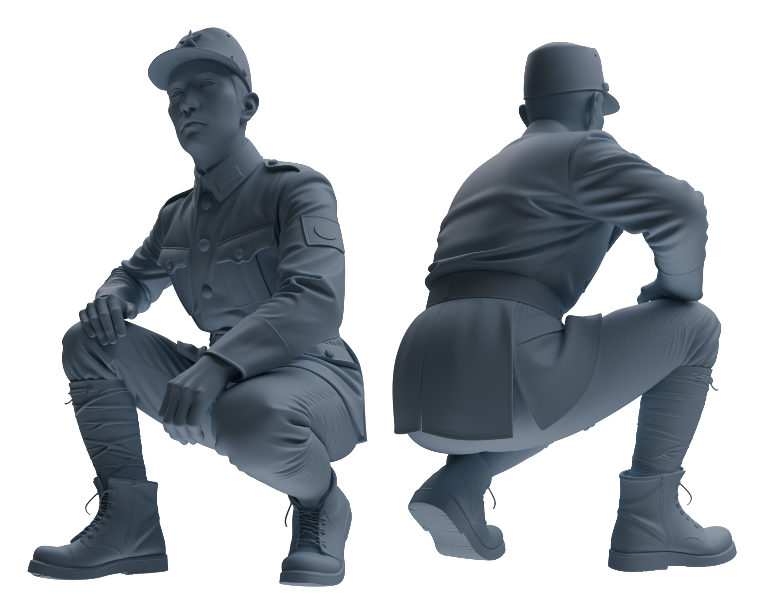 Detail view of MRY-SFW LYGR637 WWII Japanese Army Six-Person Daily Routine Model