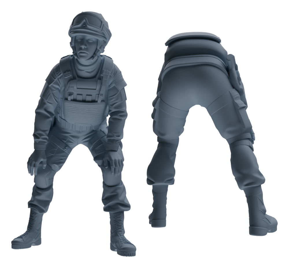 Detail view of MRY-SFW LYGR629 Modern Airborne Division Seven-Person Daily Routine 3 Model