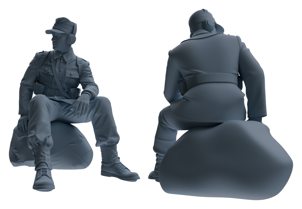 Detail view of MRY-SFW LYGR649 WWII Mine Soldier Six-Person Rest Group Model