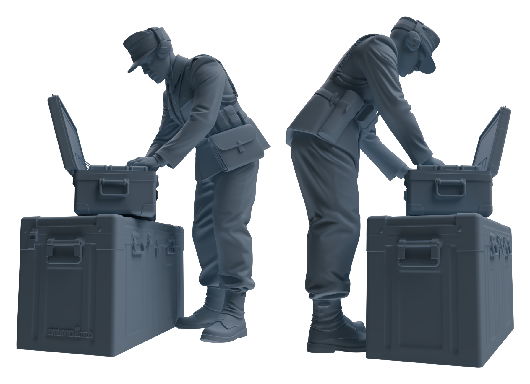 Detail view of MRY-SFW LYGR647 WWII Mine Soldier Five-Person Organizing Group Model