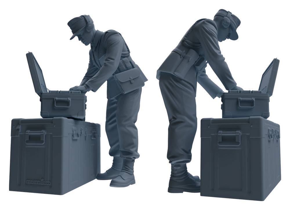 Detail view of MRY-SFW LYGR647 WWII Mine Soldier Five-Person Organizing Group Model