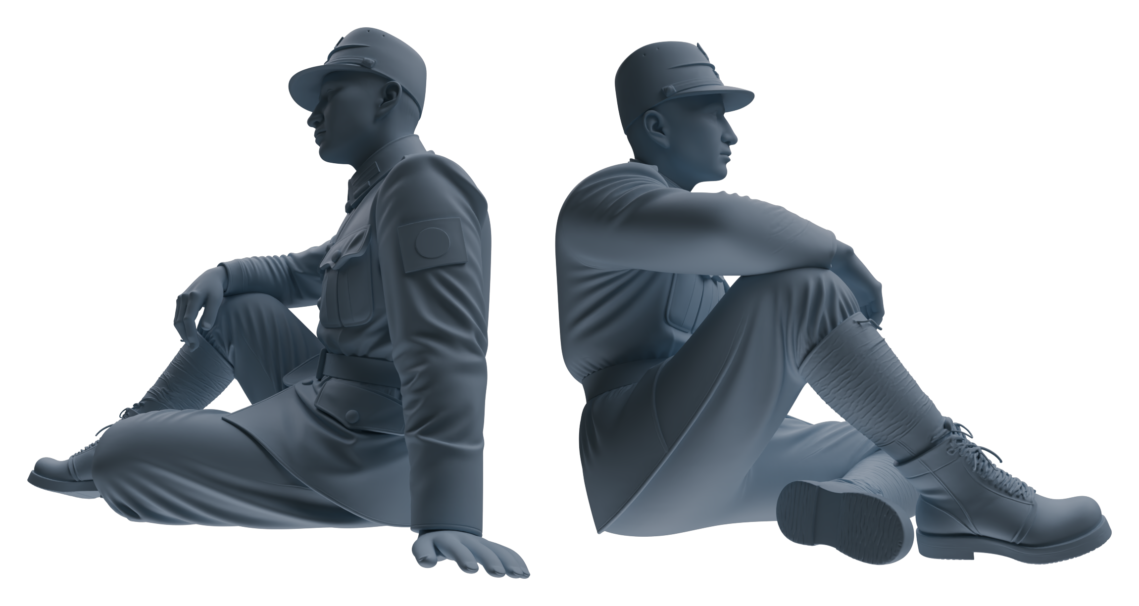 Detail view of MRY-SFW LYGR634 WWII Japanese Army Seven-Person Rest Model