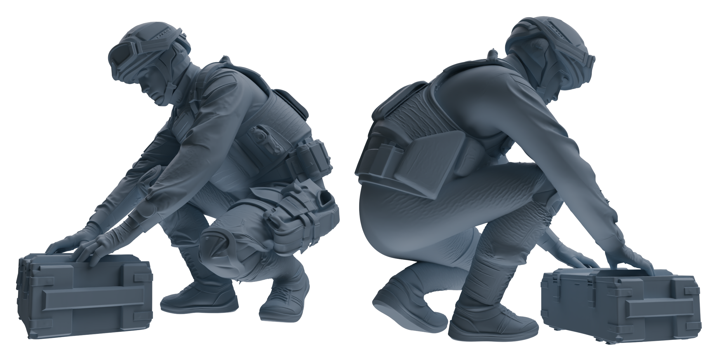 Detail view of MRY-SFW LYGR626 Modern Airborne Division Six-Person Combat Readiness Model