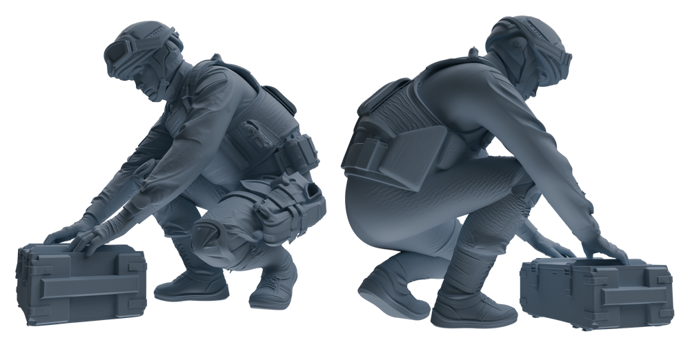 Detail view of MRY-SFW LYGR626 Modern Airborne Division Six-Person Combat Readiness Model
