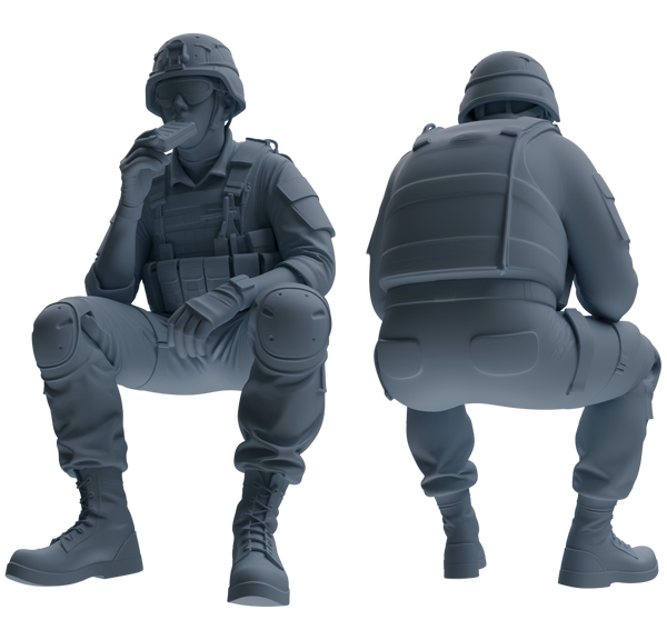 MRY-SFW SSTR028 Miniatures Soldier Model Kit 1993 Mogadishu Black Hawk Helicopter Soldier Eating Six-Person Group