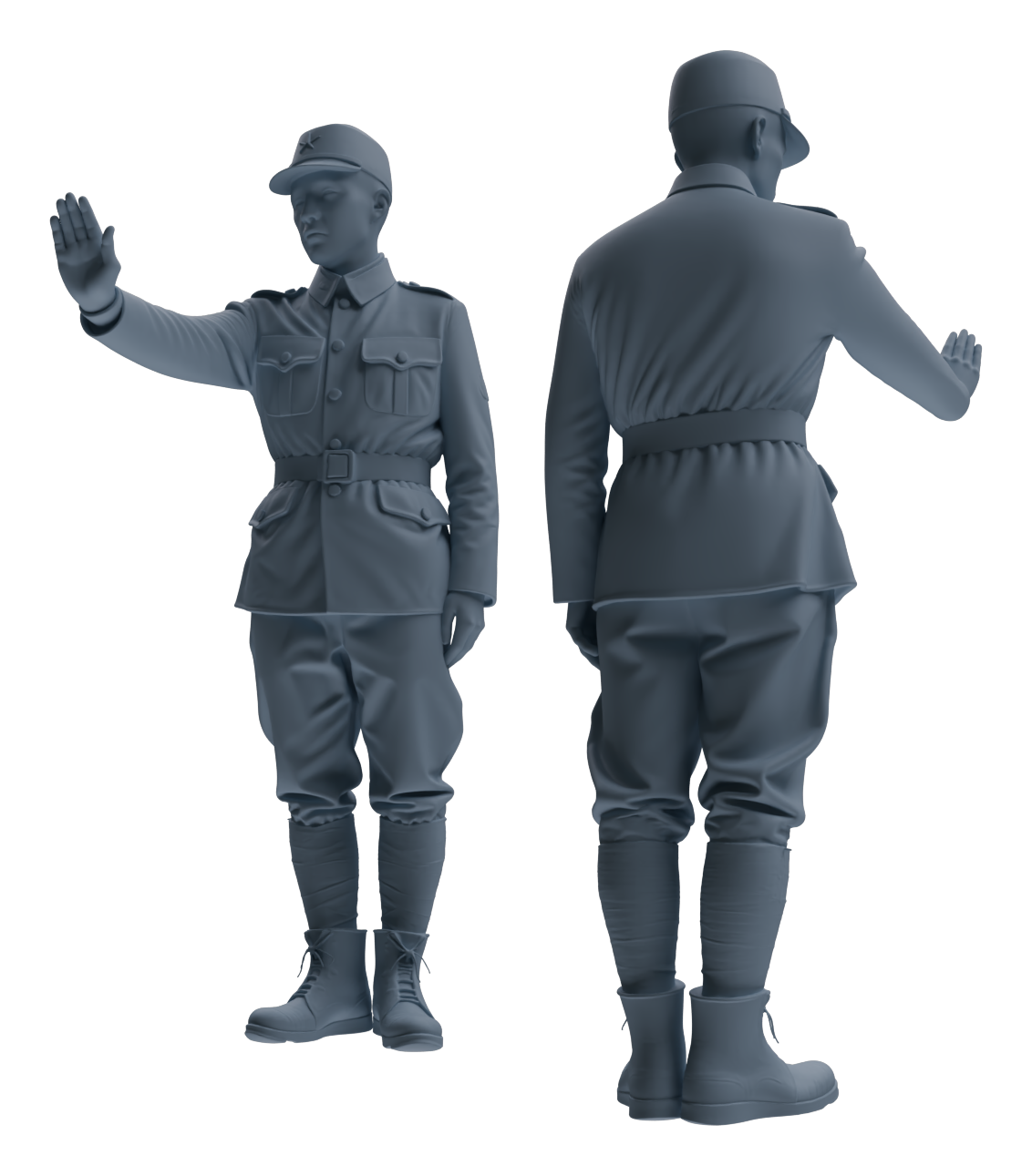Detail view of MRY-SFW LYGR612 Historical WWII Japanese Army Six-Person Construction Site Carrying Group Model