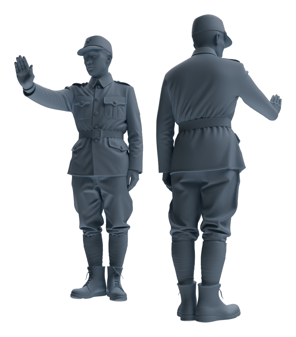 Detail view of MRY-SFW LYGR612 Historical WWII Japanese Army Six-Person Construction Site Carrying Group Model