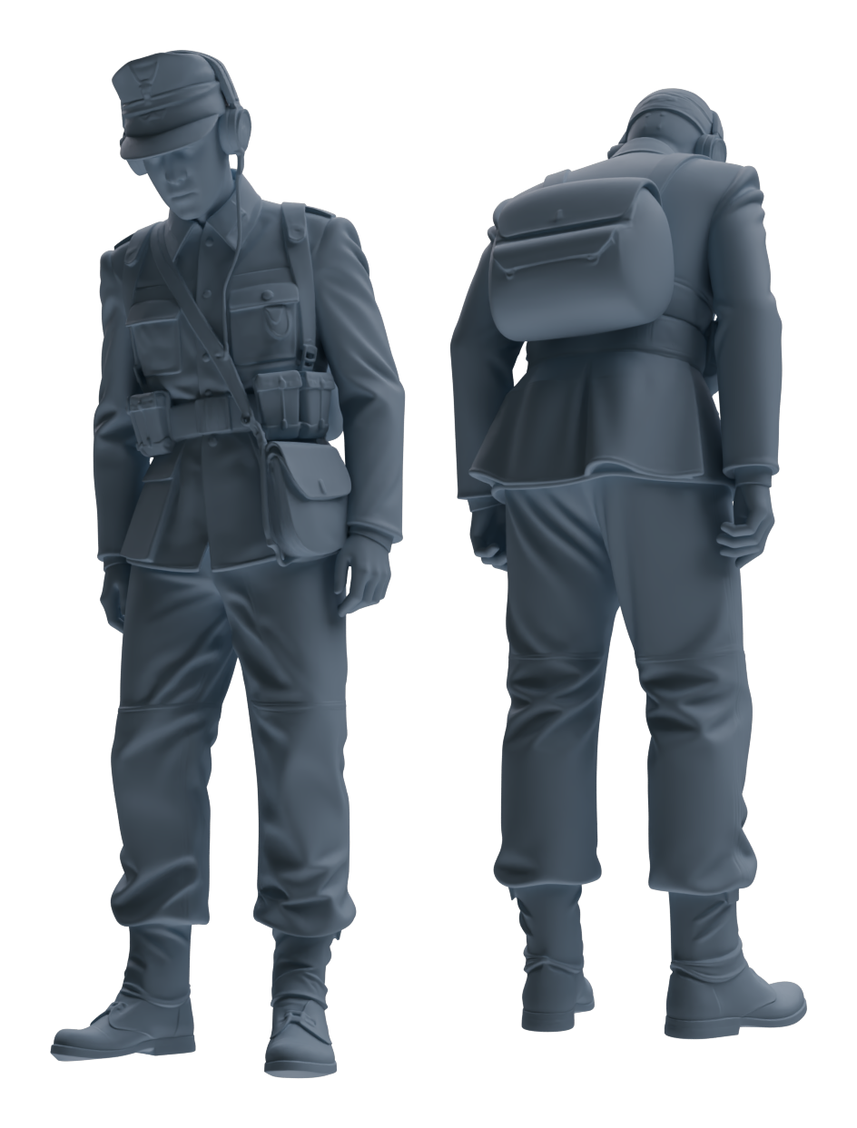 Detail view of MRY-SFW LYGR652 WWII Mine Soldier Six-Person Cursing Group Model