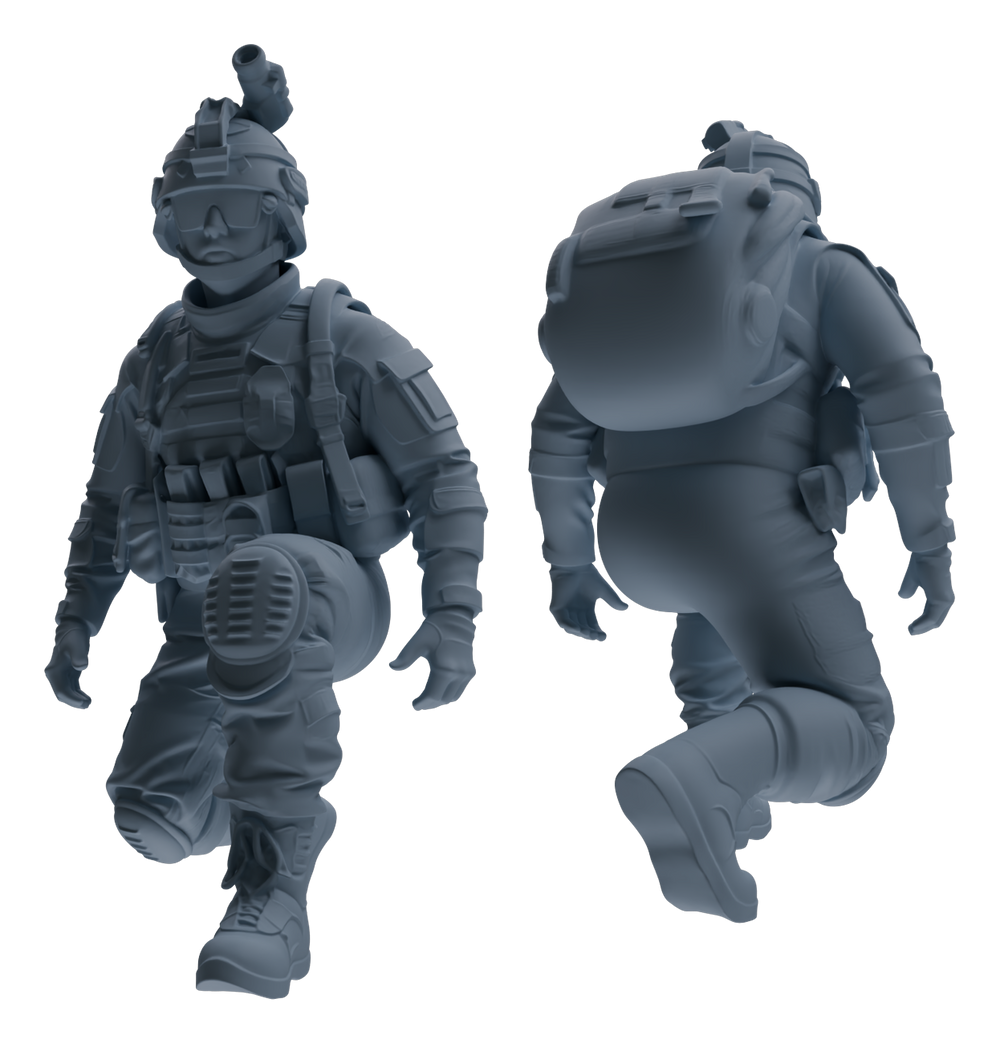 Detail view of MRY-SFW LYGR617 Modern U.S. Cement Army Seven-Person Combat Readiness Model