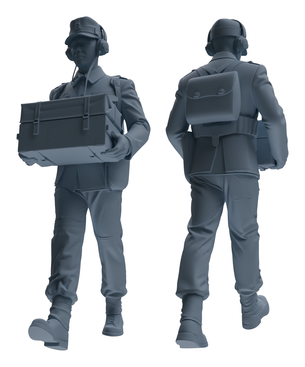 Detail view of MRY-SFW LYGR653 WWII Mine Soldier Seven-Person Carrying Group Model