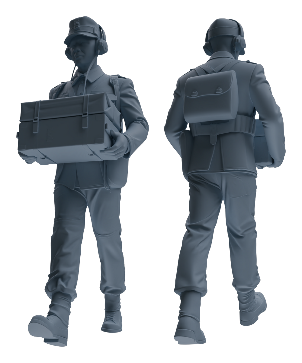 Detail view of MRY-SFW LYGR653 WWII Mine Soldier Seven-Person Carrying Group Model