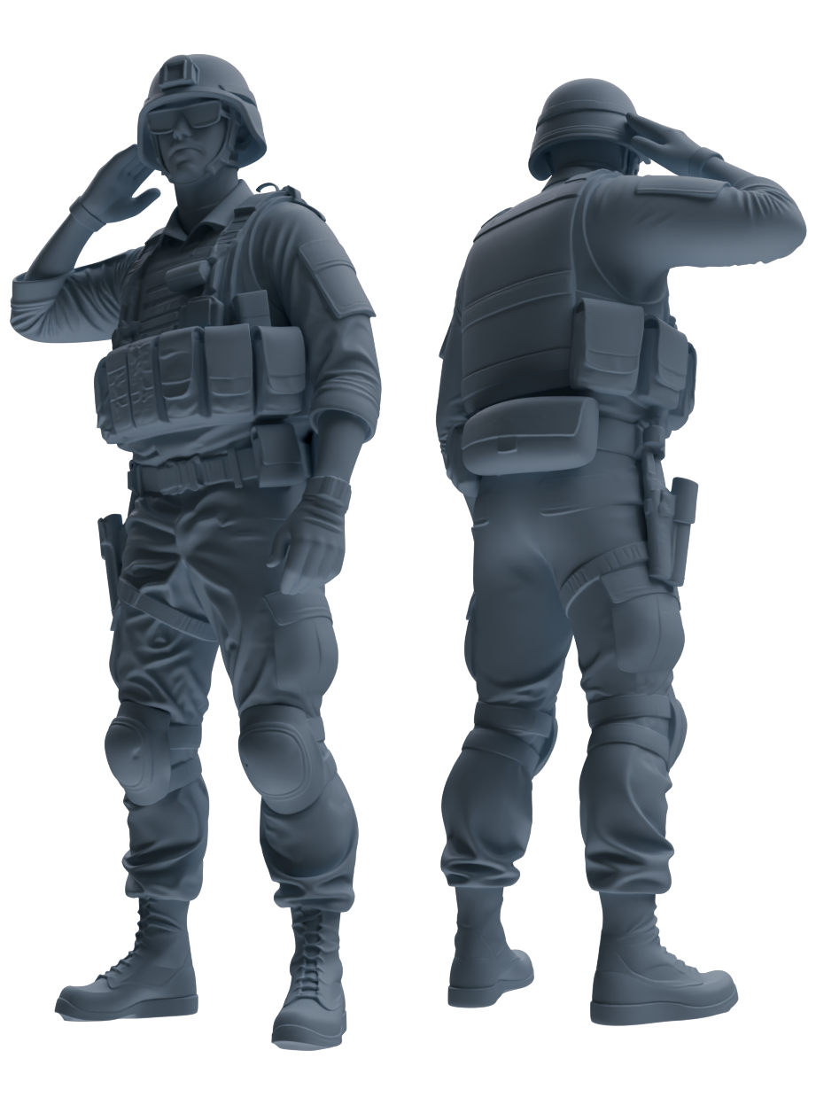 MRY-SFW SSTR029 Miniatures Soldier Model Kit 1993 Mogadishu Black Hawk Helicopter Soldier Saluting Six-Person Group