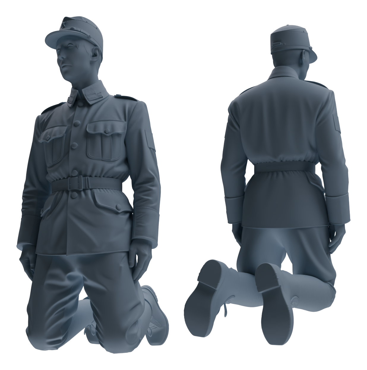 Detail view of MRY-SFW LYGR635 WWII Japanese Army Six-Person Reprimand Group Model