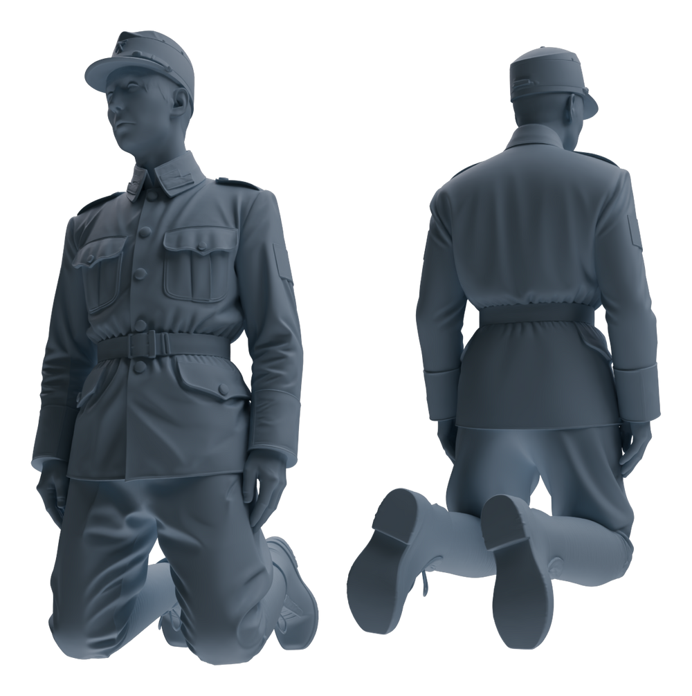 Detail view of MRY-SFW LYGR635 WWII Japanese Army Six-Person Reprimand Group Model
