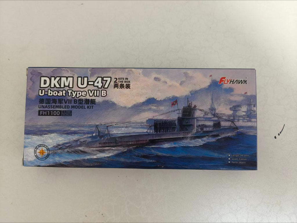 Flyhawk FH1100 1/700 DKM U-47 U-BOAT Type VII B Plastic Model Kit