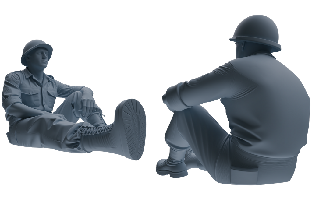 MRY-SFW SSTR047 Miniatures Soldier Model Kit Fury Sherman Tank WWII Tank Crew Resting on Tank Six-Person Group
