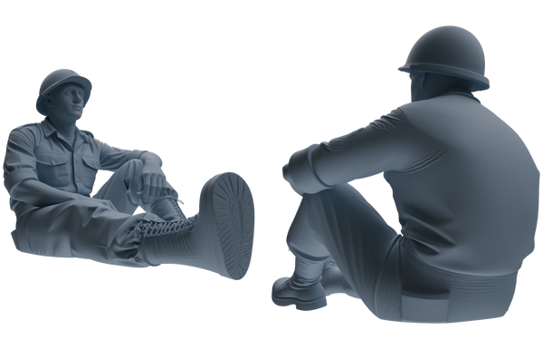 MRY-SFW SSTR047 Miniatures Soldier Model Kit Fury Sherman Tank WWII Tank Crew Resting on Tank Six-Person Group