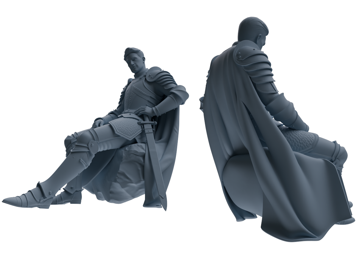 MRY-SFW SSTR081 Miniatures Soldier Model Kit Medieval Knight Without Helmet Four-Person Rest Group