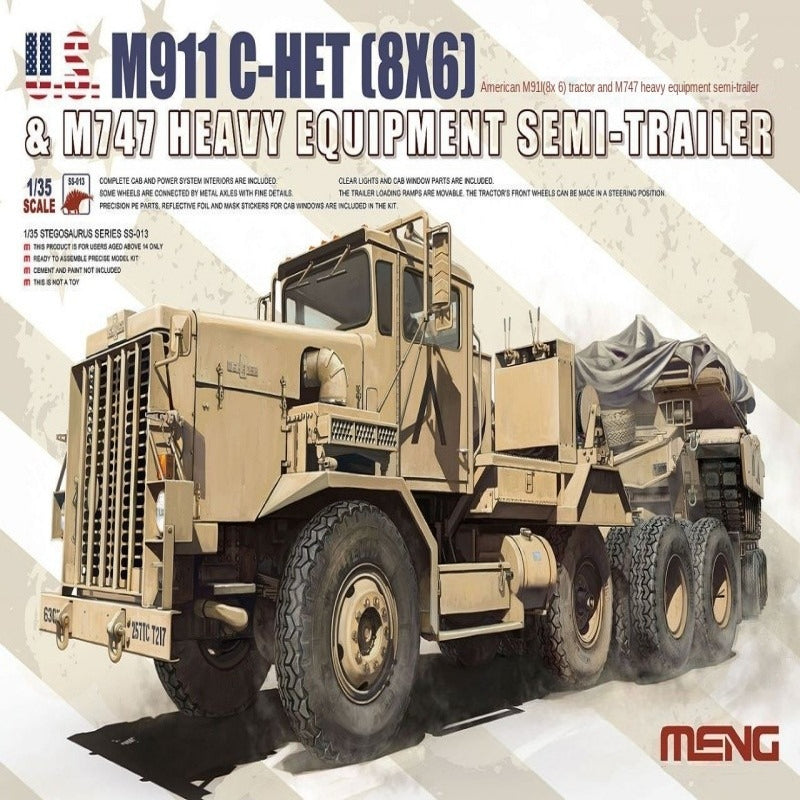 Meng SS-013 Model 1/35 M911 C-HET (8×6) & M747 Heavy Equipment Semi-Trailer — scale model kit