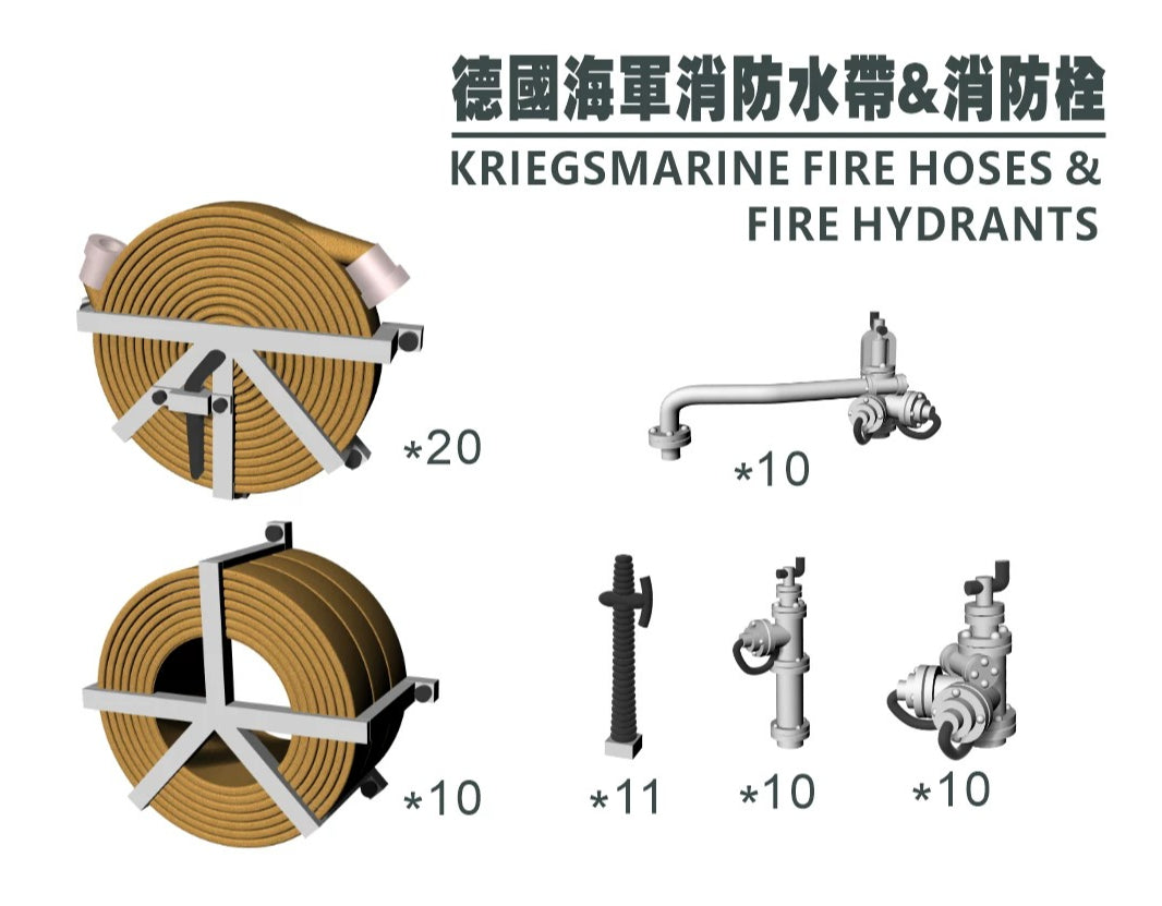 SSMODEL G350022 350 scale German Navy Fire Hose & Hydrant — scale model kit
