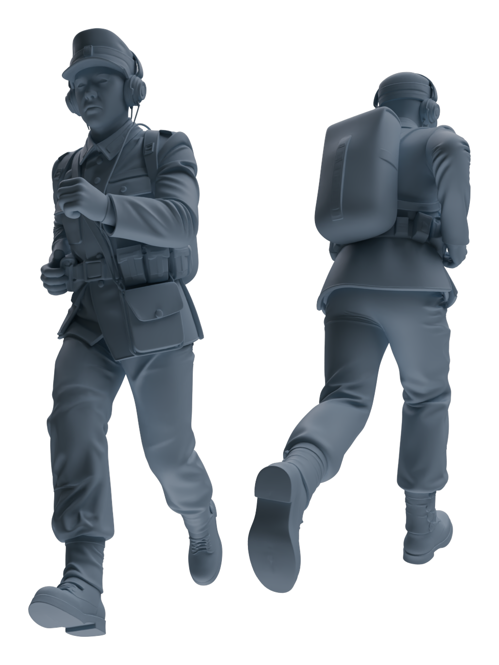 Detail view of MRY-SFW LYGR651 WWII Mine Soldier Six-Person Daily Routine Model