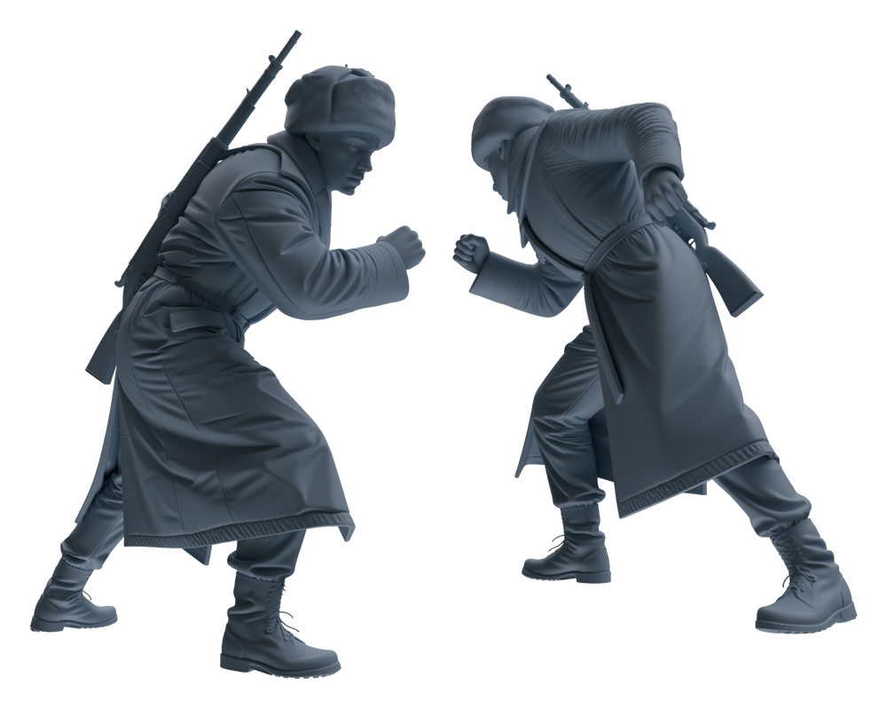 Detail view of MRY-SFW LYGR640 WWII Soviet Union Six-Person Battle Group Model