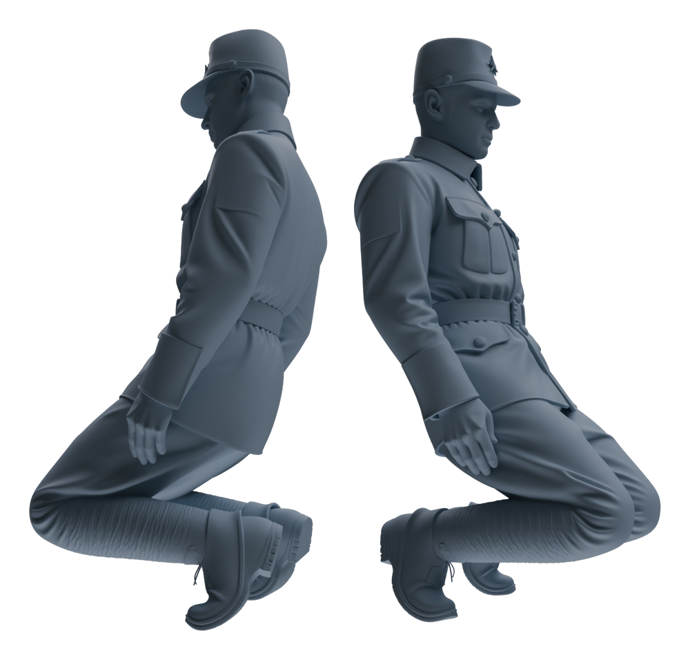 Detail view of MRY-SFW LYGR635 WWII Japanese Army Six-Person Reprimand Group Model