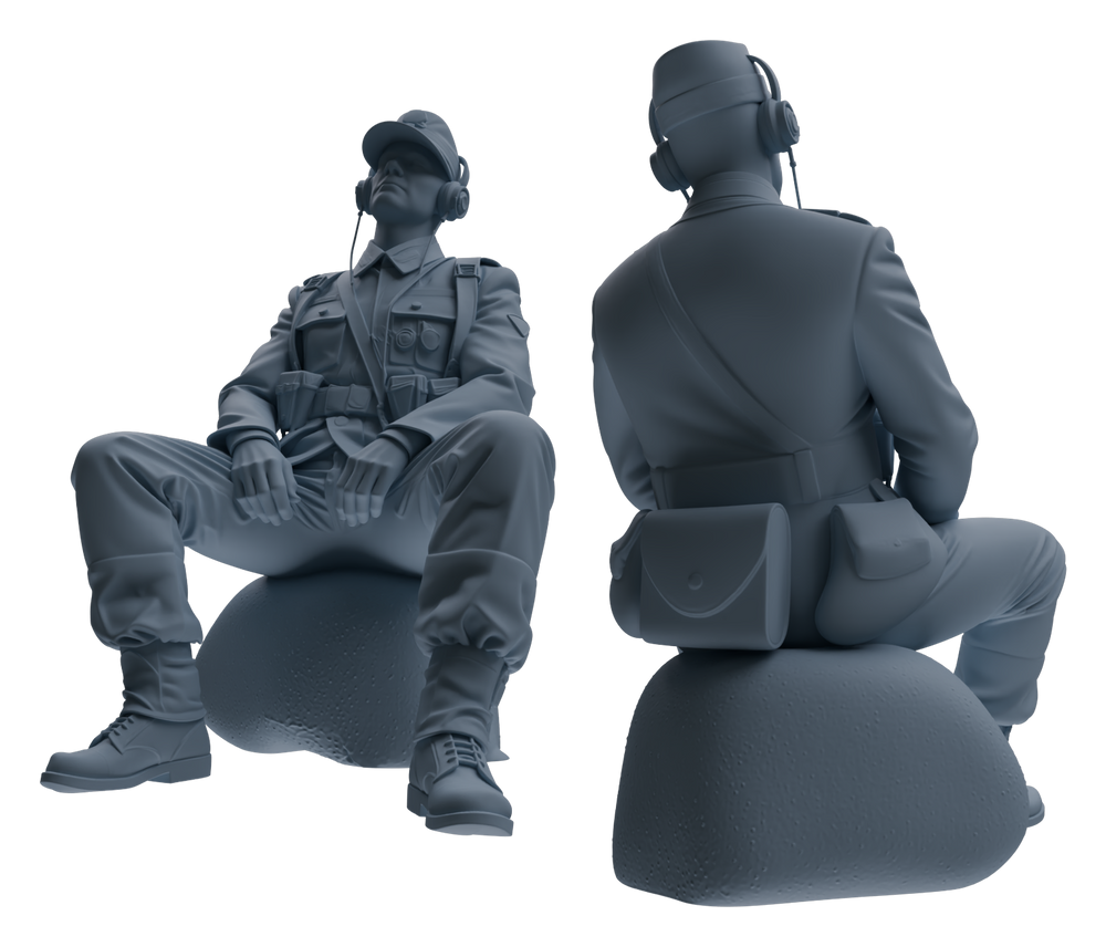 Detail view of MRY-SFW LYGR649 WWII Mine Soldier Six-Person Rest Group Model
