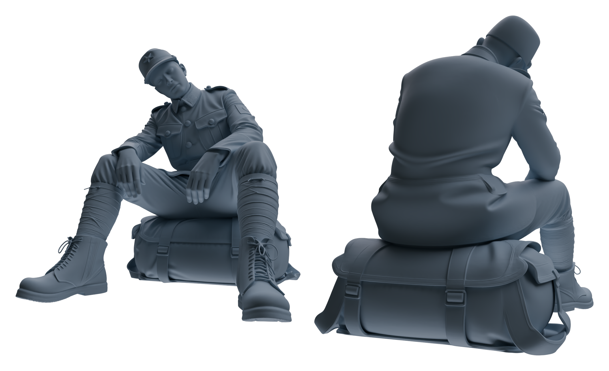 Detail view of MRY-SFW LYGR634 WWII Japanese Army Seven-Person Rest Model