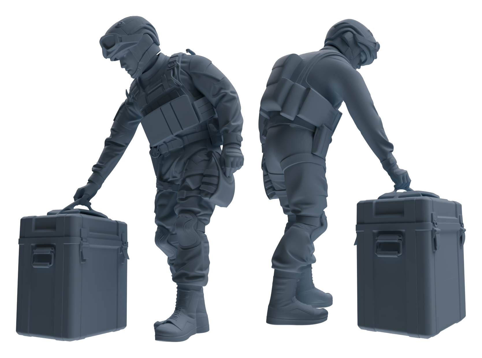 Detail view of MRY-SFW LYGR626 Modern Airborne Division Six-Person Combat Readiness Model