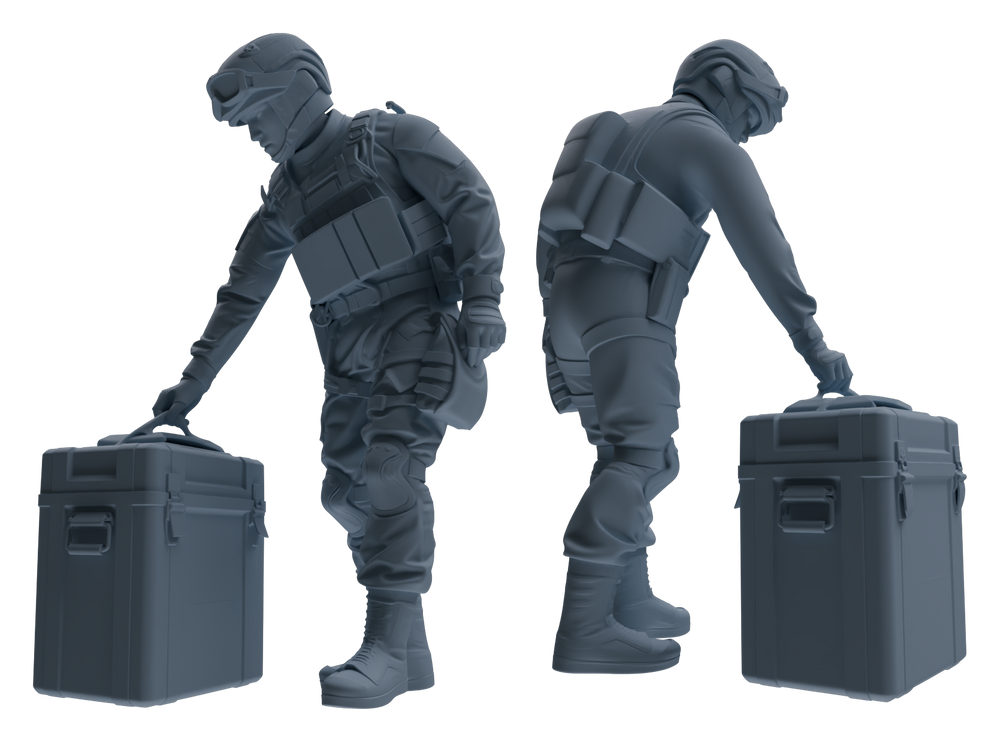 Detail view of MRY-SFW LYGR626 Modern Airborne Division Six-Person Combat Readiness Model