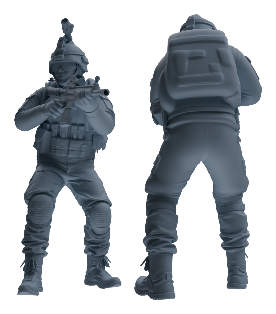 Detail view of MRY-SFW LYGR617 Modern U.S. Cement Army Seven-Person Combat Readiness Model