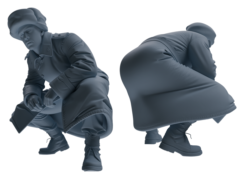 Detail view of MRY-SFW LYGR645 WWII Soviet Union Five-Person Ambush Group Model