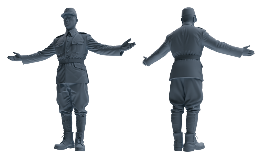 Detail view of MRY-SFW LYGR637 WWII Japanese Army Six-Person Daily Routine Model