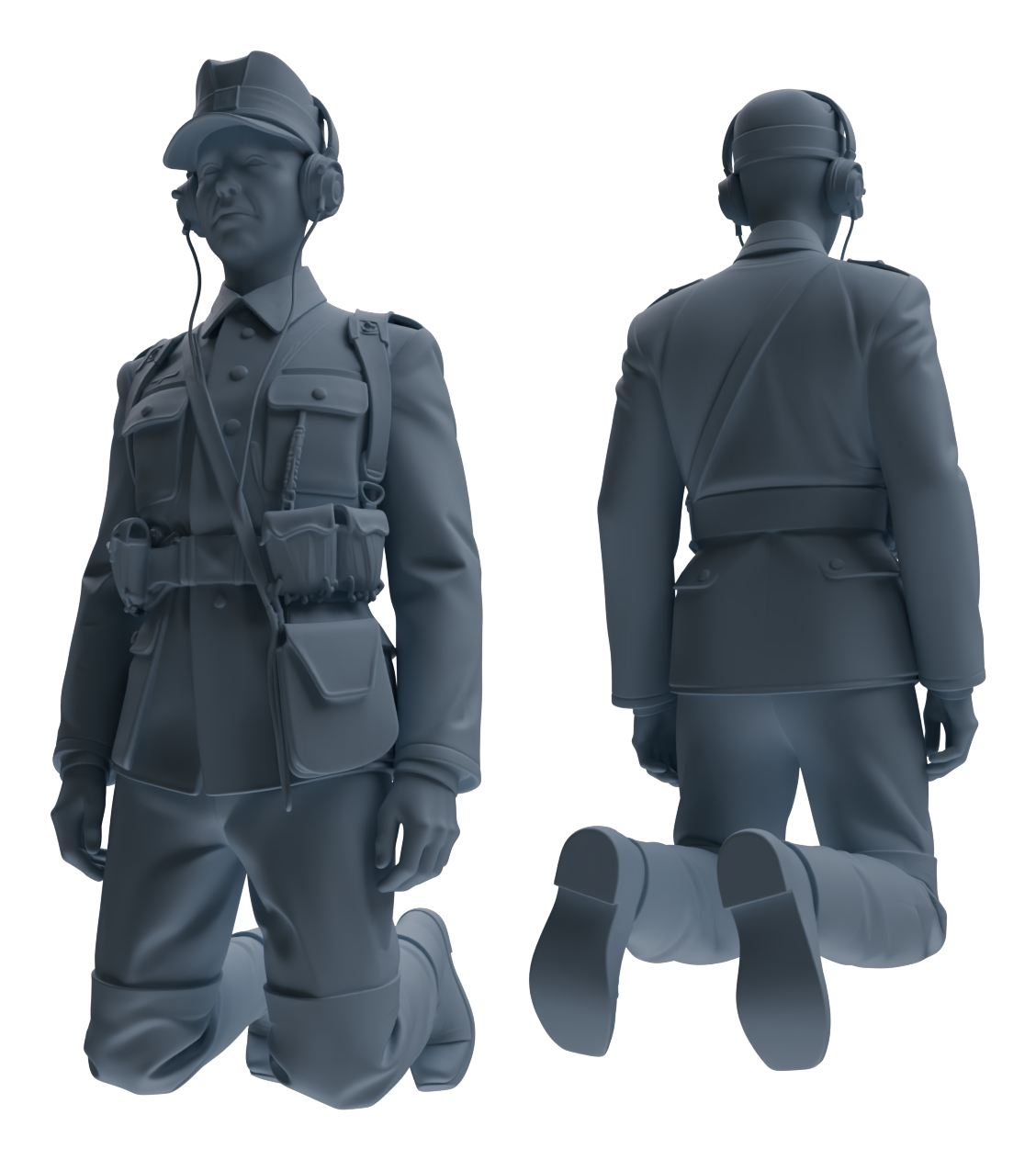 Detail view of MRY-SFW LYGR652 WWII Mine Soldier Six-Person Cursing Group Model