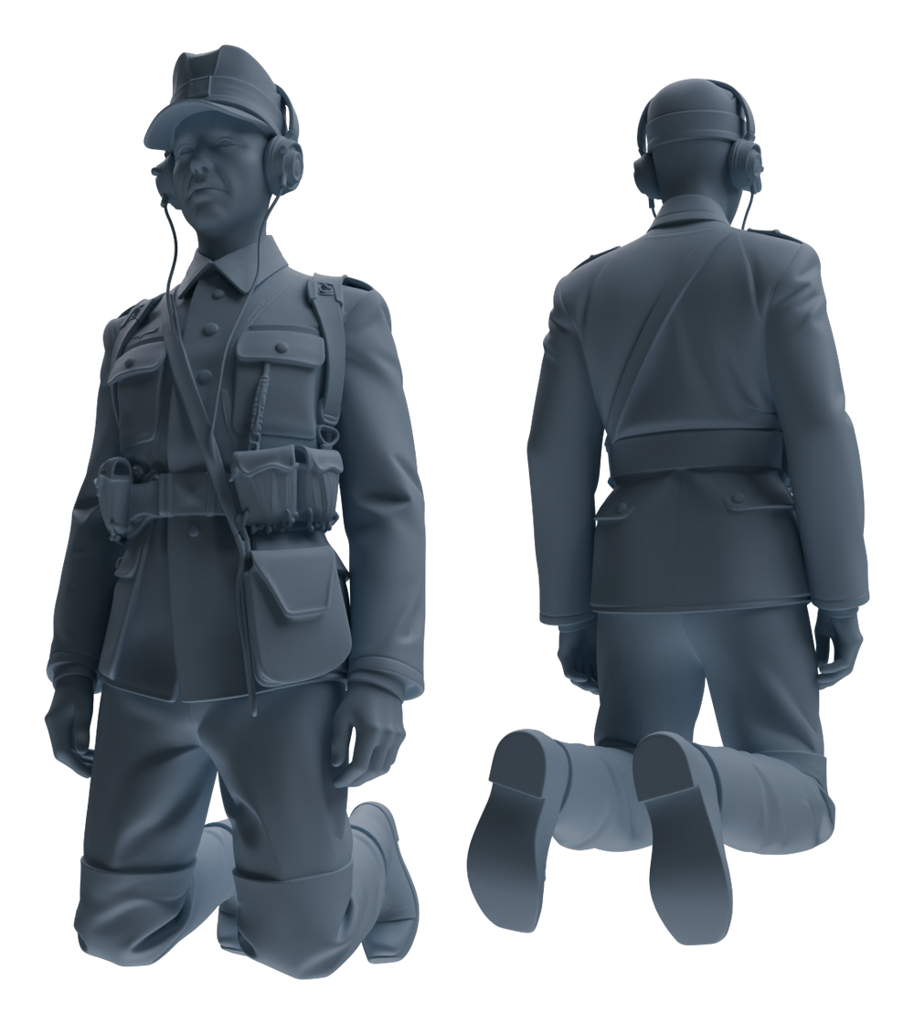 Detail view of MRY-SFW LYGR652 WWII Mine Soldier Six-Person Cursing Group Model