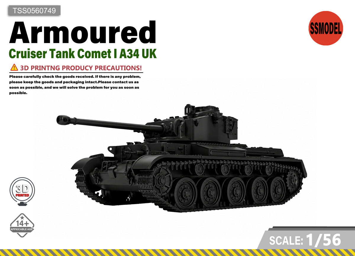 SSMODEL 1/56 Cruiser Tank Comet I A34 UK Tank Resin Model Kit TSS0560749 Main image