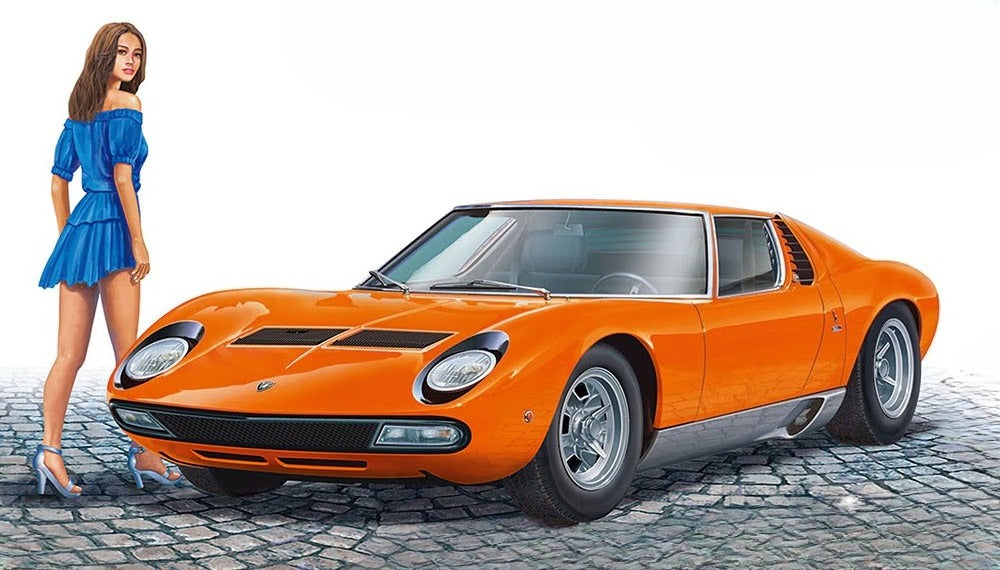 Hasegawa 20423 1971 Lamborghini Miura P400 SV W/ Girl Figure model kit 1/24
