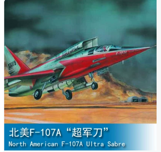 1/72 Scale Trumpeter, N.A. F-107A Ultra Sabre Jet Model Kit 01605 BN Sealed Main image