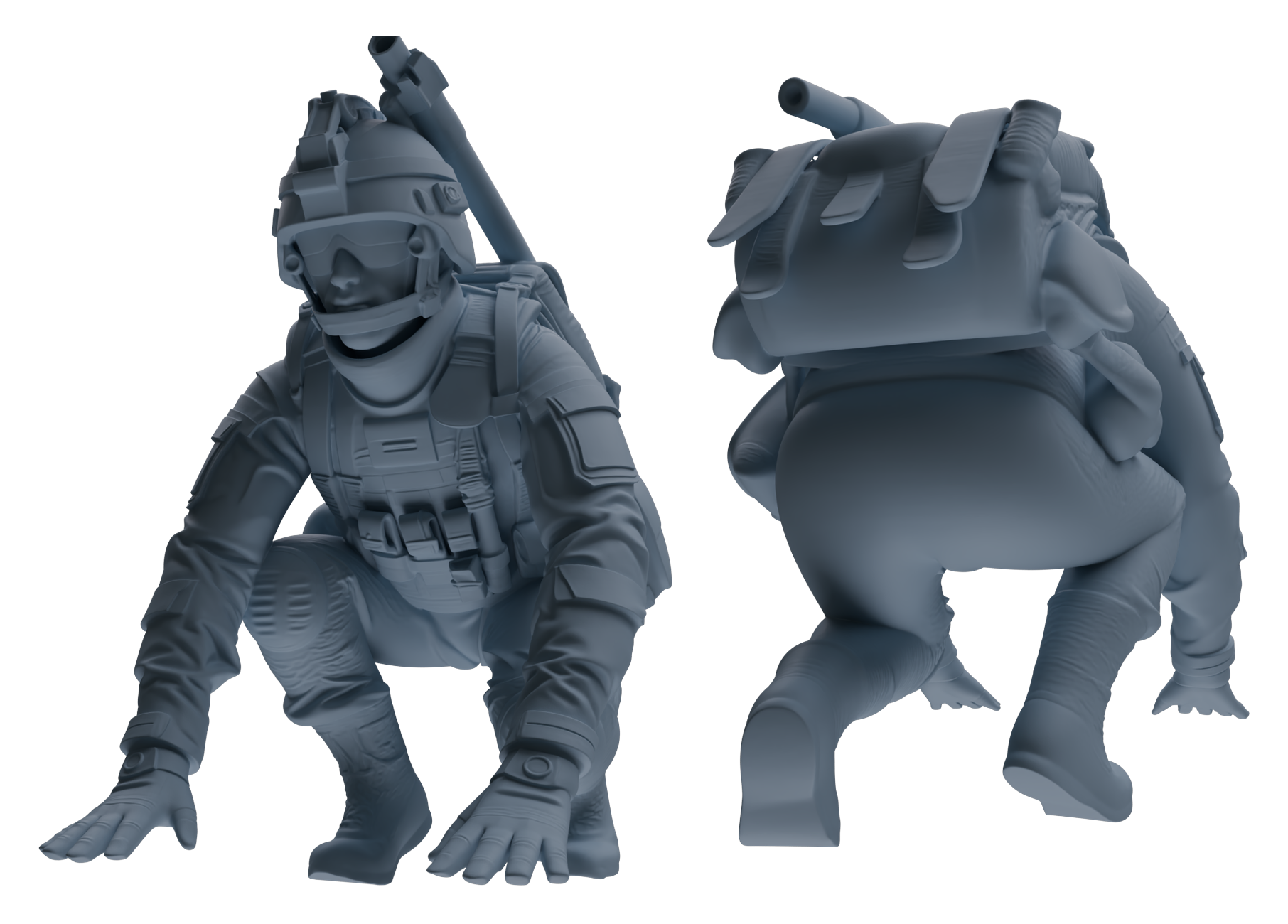 Detail view of MRY-SFW LYGR617 Modern U.S. Cement Army Seven-Person Combat Readiness Model