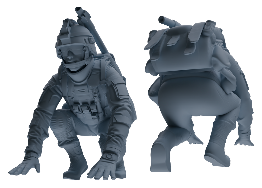 Detail view of MRY-SFW LYGR617 Modern U.S. Cement Army Seven-Person Combat Readiness Model