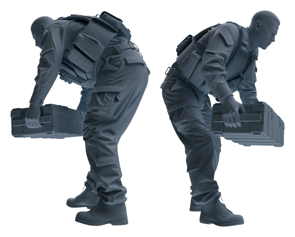 Detail view of MRY-SFW LYGR625 Modern U.S. Army Seven-Person Carrying Model